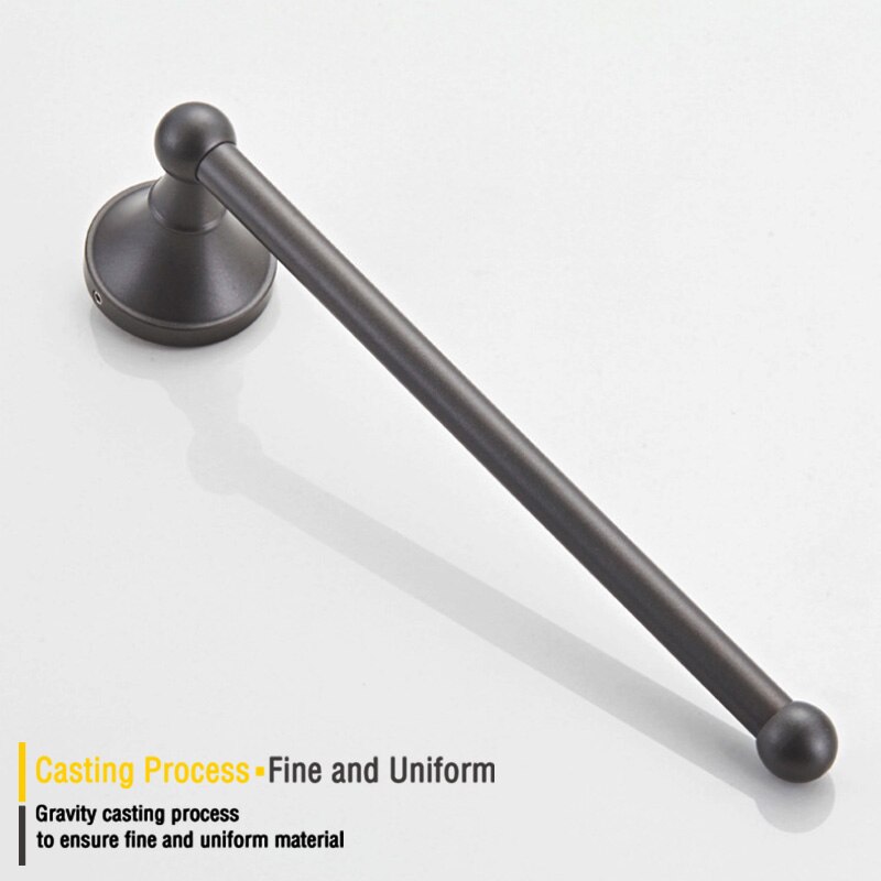 Donkergrijze handdoekhouder van messing, wandmontage, badkamer handdoekring, plank, keuken wc, lange papierrolhouder, grijs 29cm