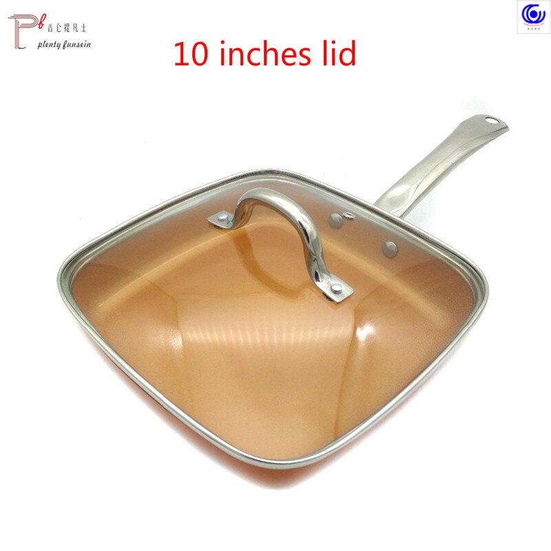 Non-stick Copper color Frying Pan with Ceramic Coating and Induction cooking Oven & Dishwasher safe 8 -10-12 inches glass lid: 10 inch 2.2mm lid