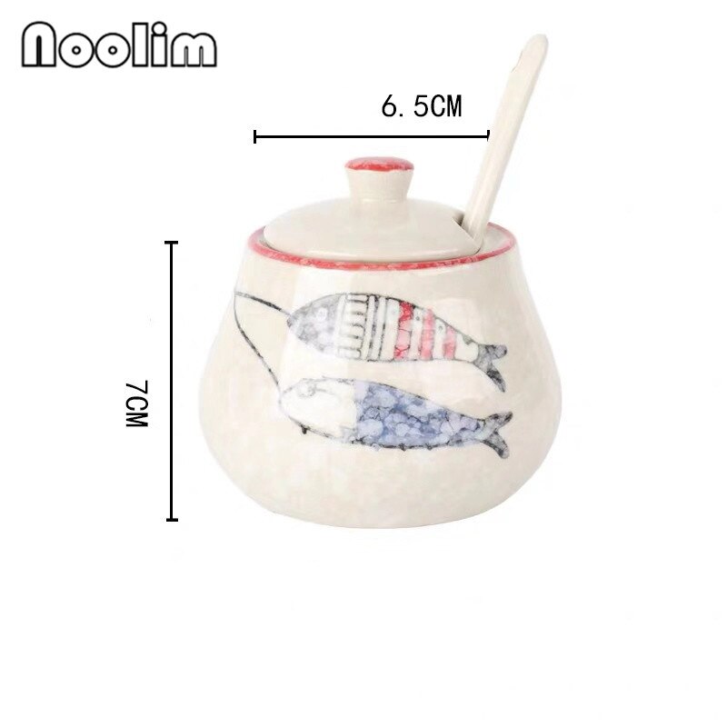 Japansk stil retro handmålad hushålls keramisk peppar olja salt shaker krydda låda krydda burk krydda burk kök verktyg: B