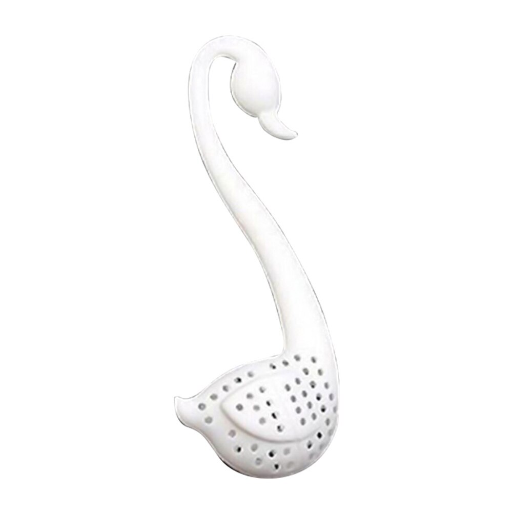 Siliconen Zwaan Hooking Thee-ei Zeef Filter Diffuser Drinken Tool: WHITE
