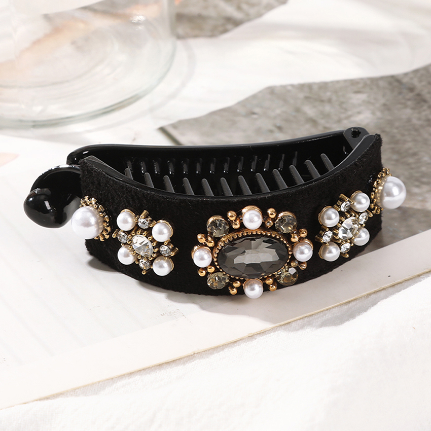 Retro Rhinestone Flocking Hair Clip Women's Back Of The Head Duckbill Clip Accessory Headband Hair Clip Hair Accessories