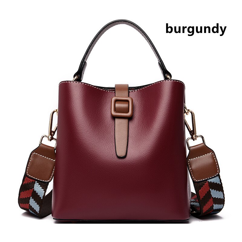 Bolso de hombro de de banda ancha para mujer, bandolera de alta capacidad, de viaje, de cuero Pu,: burgundy