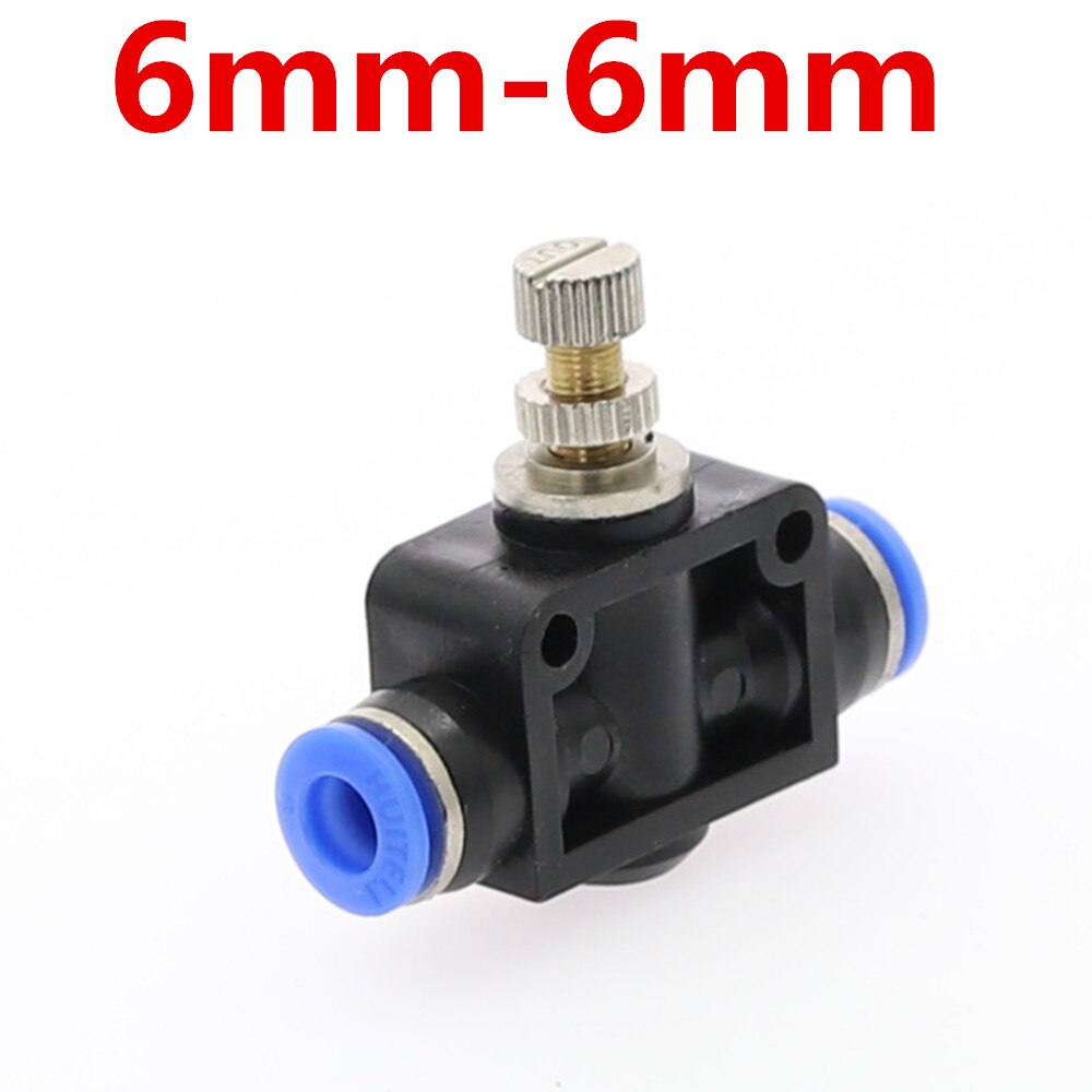 1Pcs Gasklep Sa 4Mm 6Mm 8Mm 10Mm 12Mm Tube Air Flow Speed Control kraan Valve Tube Waterslang Pneumatische Push In Fittings: 6MM