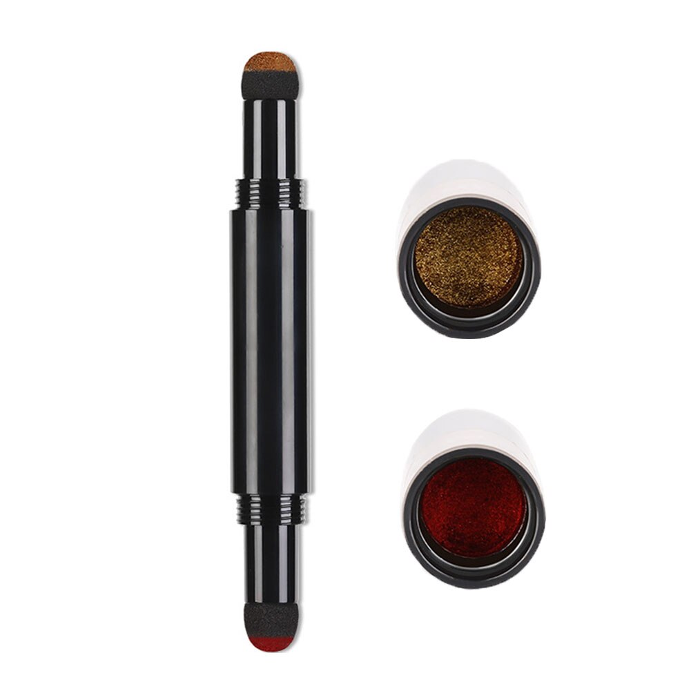 Stylo poudre à ongles effet miroir holographique Double tête coussin d'air stylo poudre bricolage décoration des ongles bâton éponge outils d'art des ongles: kaki foncé