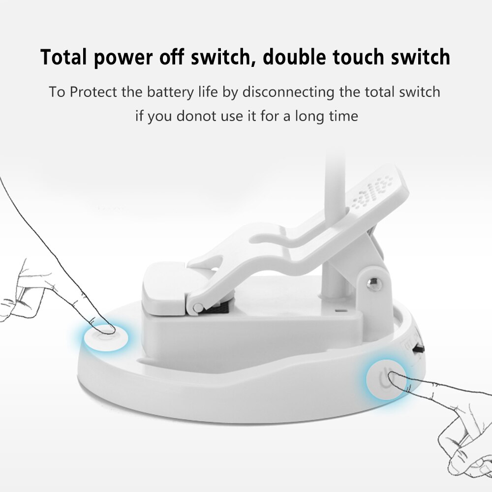 3 in 1 LED Clip Desk Lamp 1500mAh USB Rechargeable Make-up Mirror Dimming Eye Protection With 2 Touch switch Table Light LAOPAO