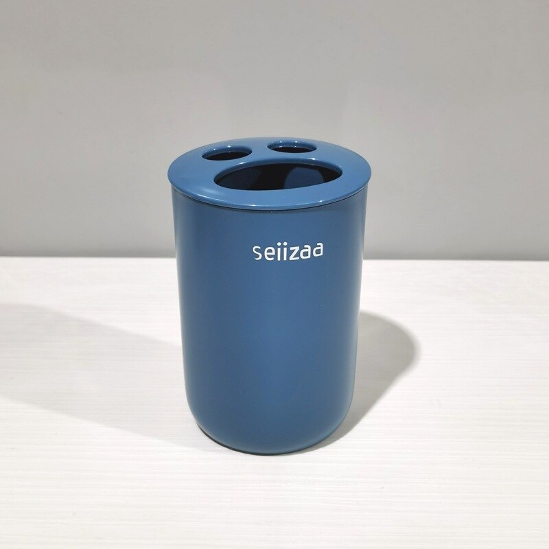 bathroom container wash set plastic toothbrush cup toothbrush holder press hand sanitizer bottle lotion: blue holder