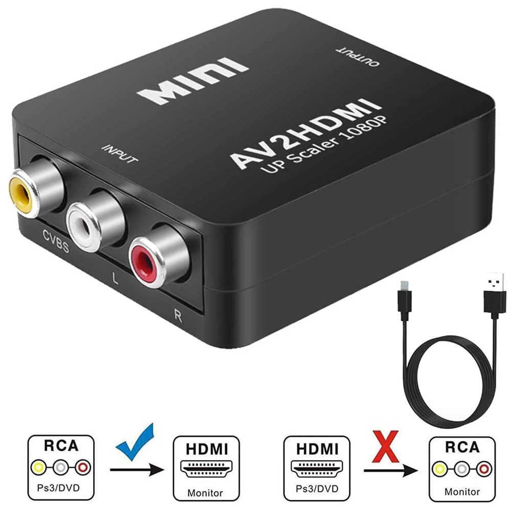 Video Audio Converter Fhd 1080P Av Naar Adapter Mini AV2 Adapter Converter Box Voor Pal Ntsc/Pa Huishouden tv Kijken
