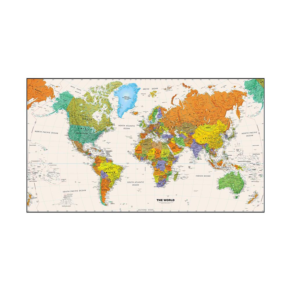 Non-woven Waterproof World Map Physical Map Aerial View Without Flag For Beginner 150x225cm