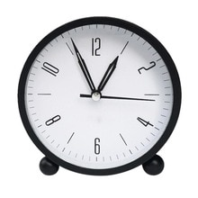 Alarm Clock with Warm Light Round Ring Bell Home Decor Desktop Silent Alarm Clock Metal Analogue Bedside Quartz Movement