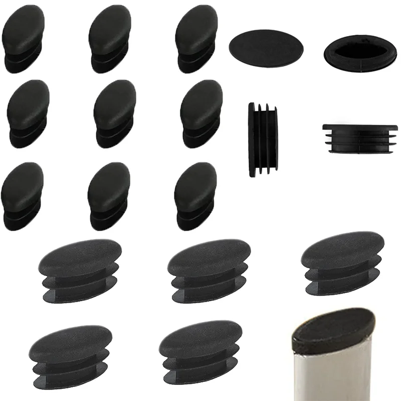 50/100pcs Oval Chair End Caps Tubing Plug Cap Furniture Oval Pads Silicone Chair Leg Cap for Desk Protector Leveling Feet System