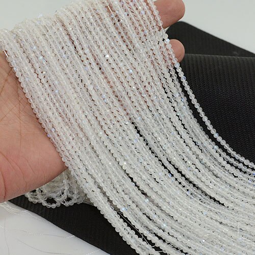 Natural Semi Precious Stone Faceted Round Beads 3mm-3.5mm: Moonstone