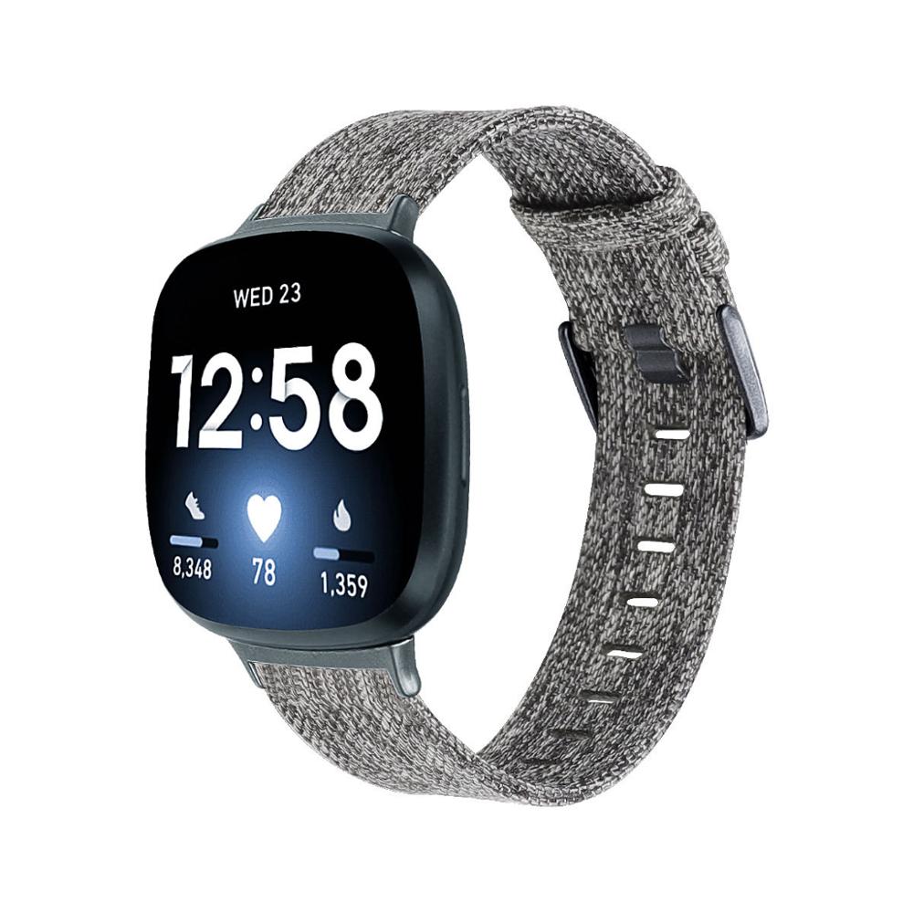 Nylon Band Voor Fitbit Versa 3 Band Canvas Nylon Armband Vrouwen Mannen Riem Voor Fitbit Versa 3/Gevoel smart Horloge: black gray / For fitbit sense
