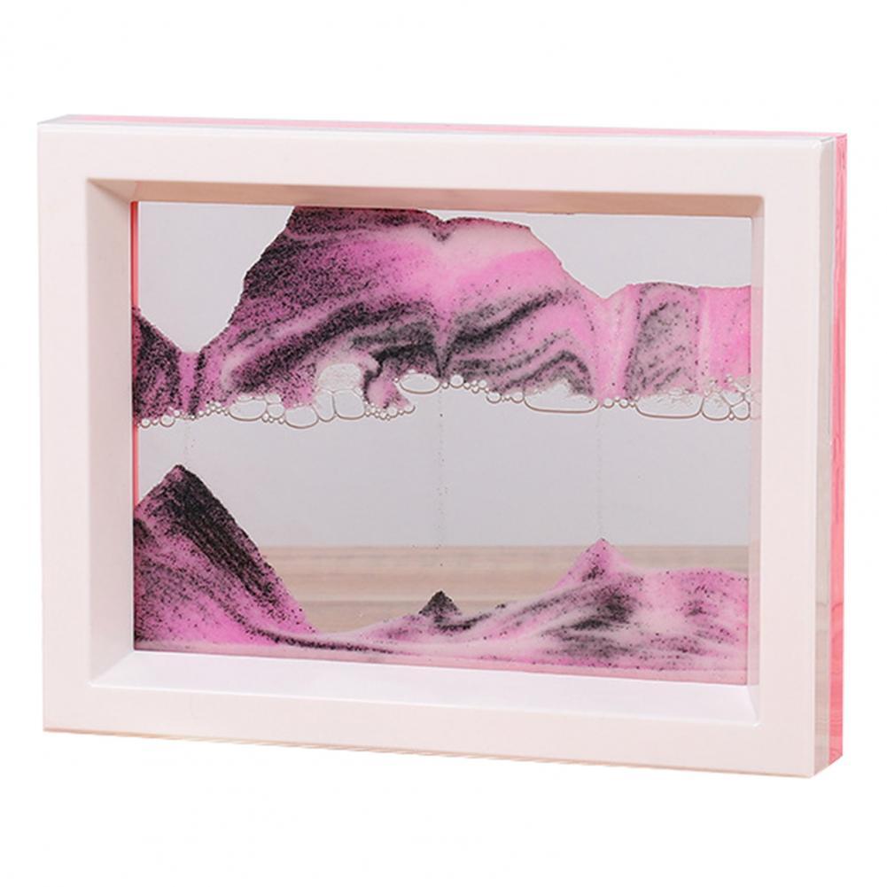 3D Flowing Sand Picture Glass Moving Sand Art Picture	Mountain Pattern Dynamic Sand Picture Home Decor Hourglasses песочные часы: Pink