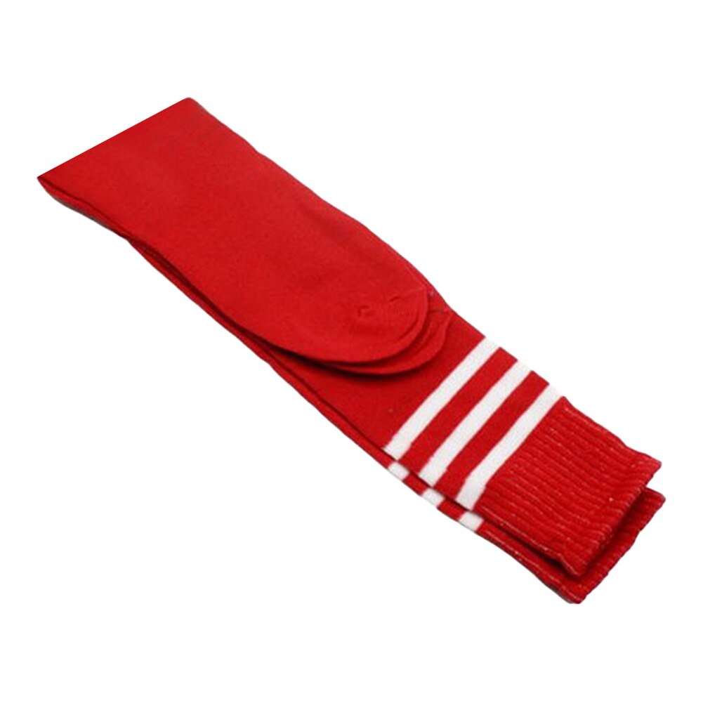 1 par mænd kvinder over knæ sokker stribet stretch fodbold fodbold sport longue chaussette lange sokker: Rød