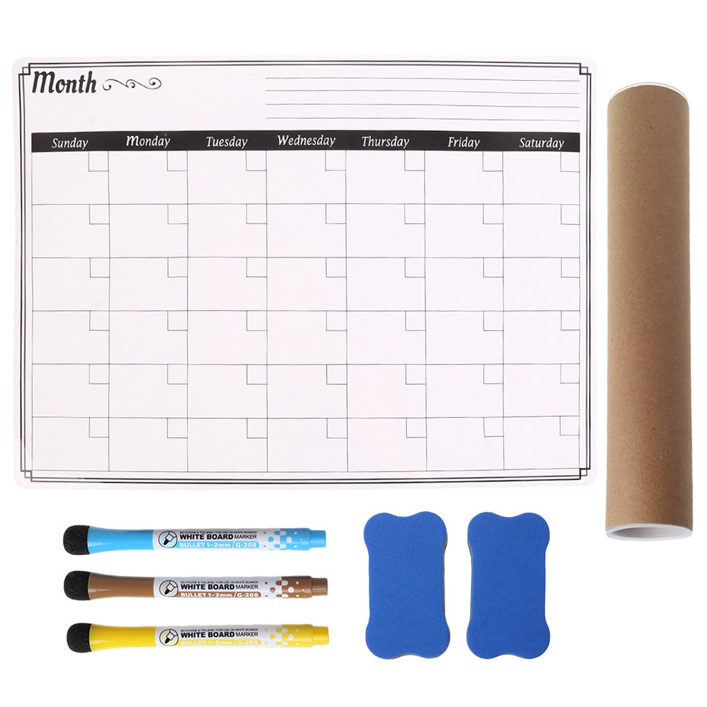 A3 Monthly Planner Magnetic Whiteboard Fridge Magnets Message Board Remind Memo Drawing Pad Calendar