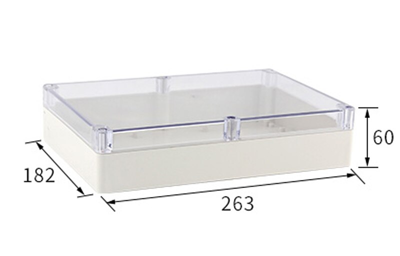 Waterproof Transparent PC Clear Cover Enclosure Plastic Box Electronic Project Case Instrument Electrical Junction Box Housing: 263x182x60