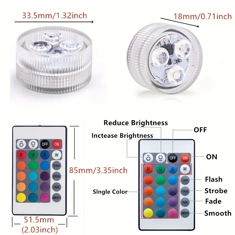 Unterwasser lichter 3LED Tauch-Schwimmbad leuchten mit Farn gesteuerter Schwimmbad leuchte Unterwasser-Farbwechsel-Nacht lampe