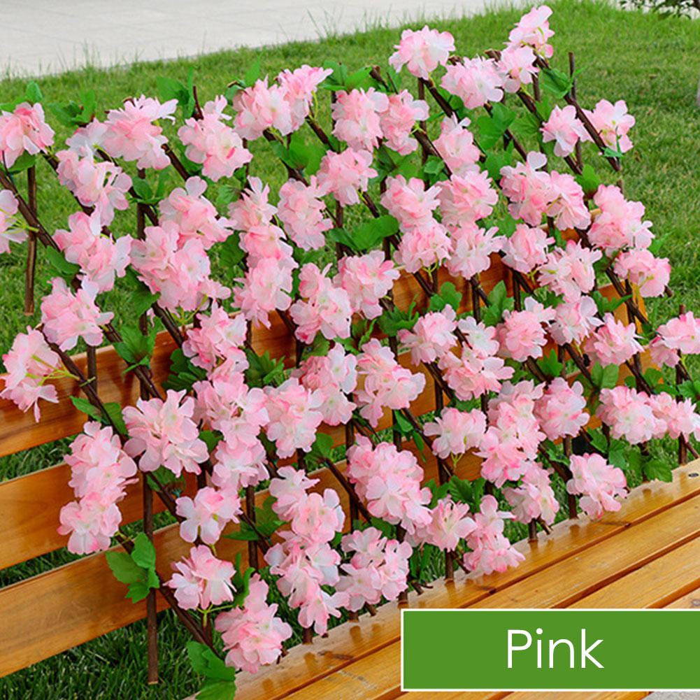 Seto de madera con hojas de flores artificiales, decoración de jardín, pantalla de privacidad, enrejado expansible