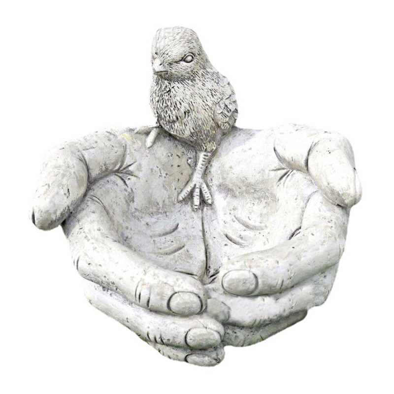 Hand Shaped Bird Feeder Resin Garden Statue Sculpture Outdoor Patio Decorations