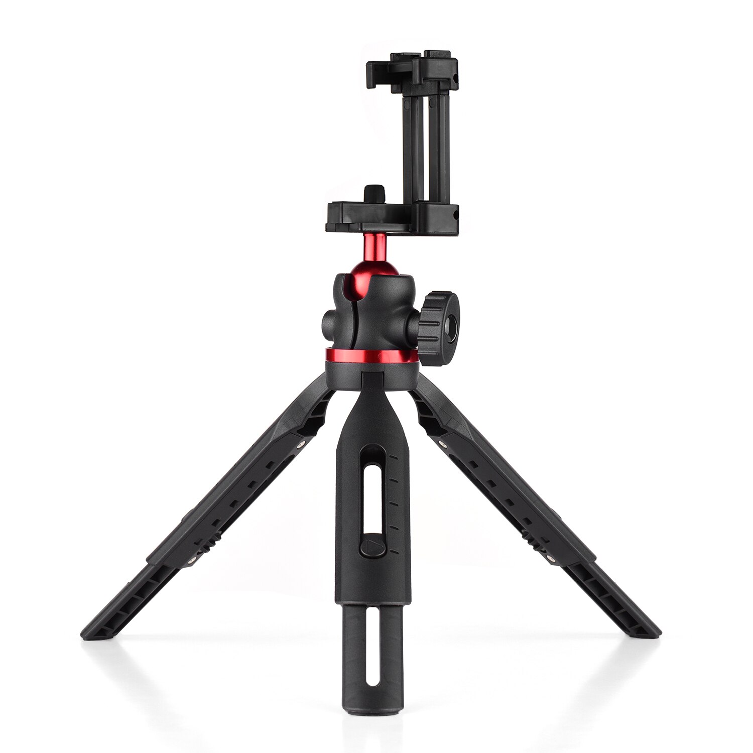 Height Adjustable Phone Table Tripod Stand 360 Horizontal with 1/4 Screw Phone Clamp Cold Shoe Mount with Bubble Level