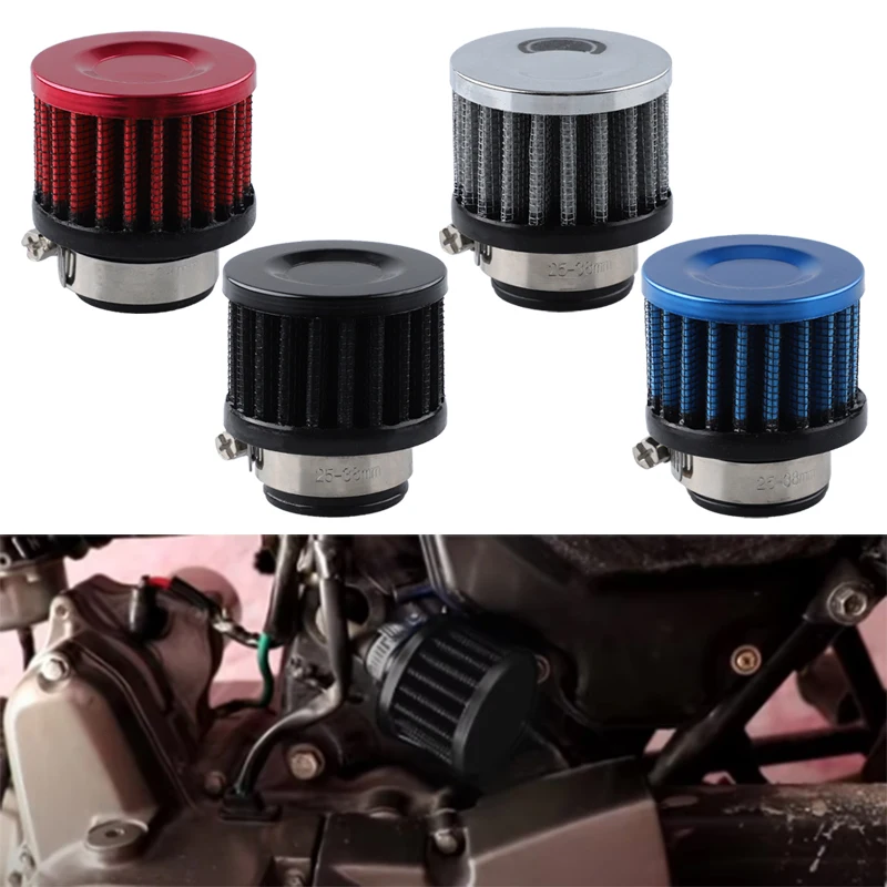 Kit de filtro de entrada de aire frío Universal para Motor de coche, 25mm, filtros de ventilación del cárter, accesorios de pieza, azul, negro, rojo y plateado
