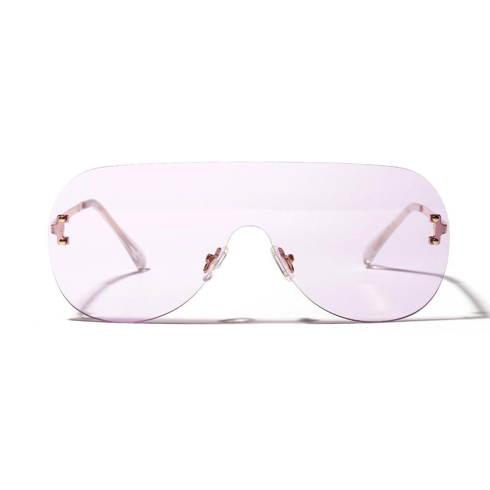 1pc mærke kvinder solbriller stor linse uden ramme forbundet glas til mænd gradient farve anti -uv400 solbriller: Lilla