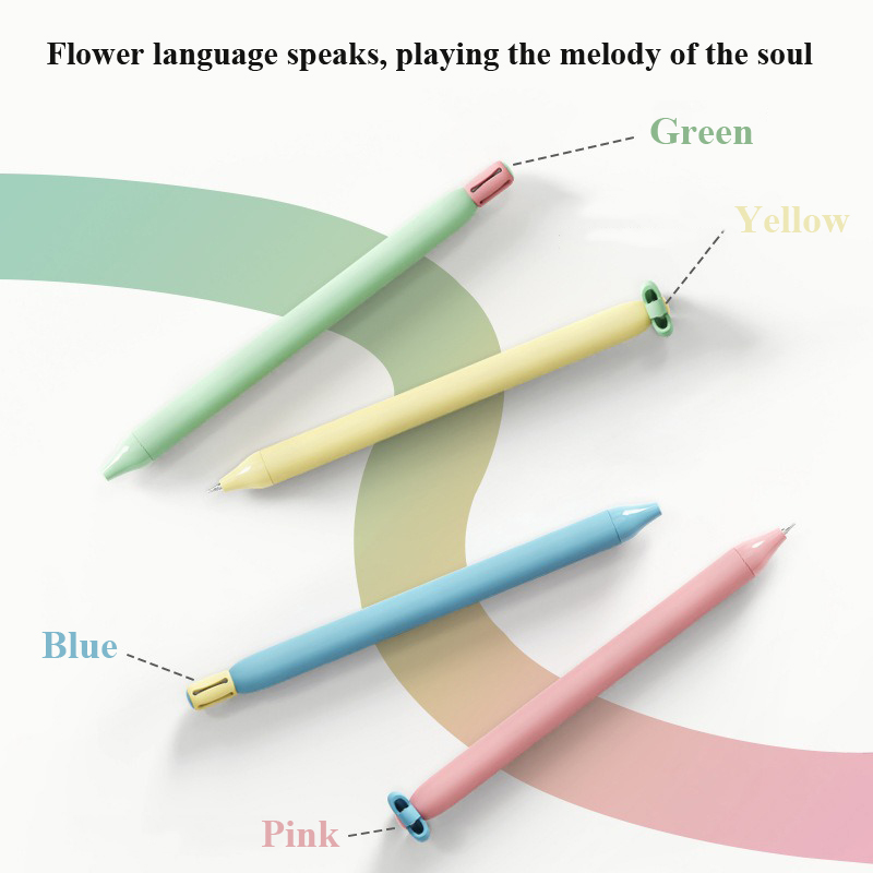 4pcs Flower Gel Pen 0.5mm Core Aesthetic Signature Pens for Kid Girl Teen Student Adult Writing Noting Journaling Cute Supplies