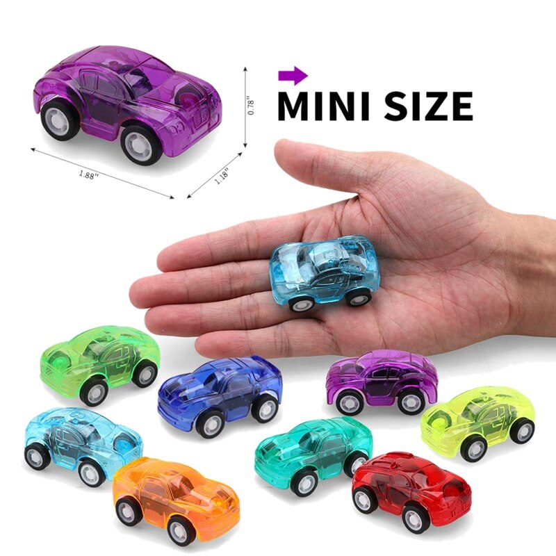 48 Pack Color Transparent Pull Back Toy Car, Kids Birthday Party (Random Color)