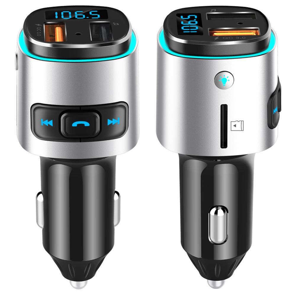 OULLX QC3.0 3.1A USB Car Charger Bluetooth Car kit Handsfree Fm-zender Muziek Spelen Auto MP3 Speler Met Kleurrijke LED licht