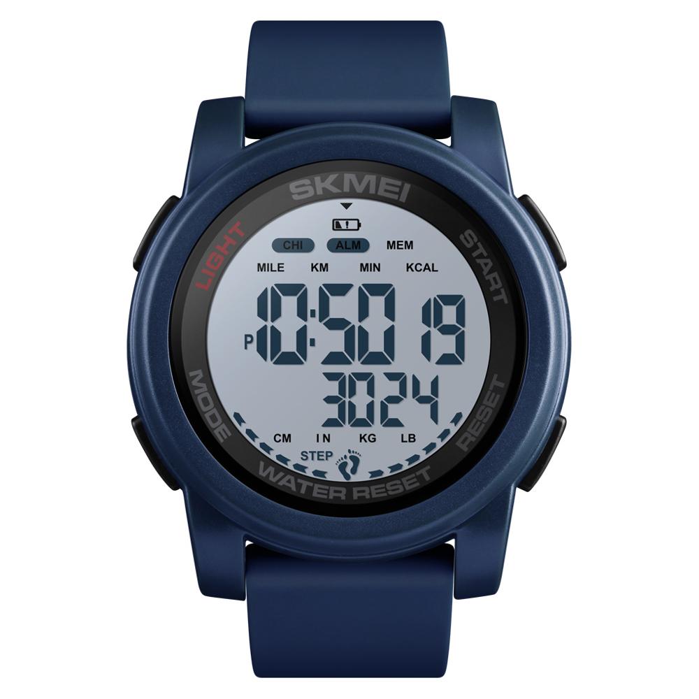 SKMEI Sport Horloge Mannen Calorie Digitale Horloge 5Bar Waterdicht Week Datum Display Stappenteller Digitale Horloges relogio masculino 1469: Blue- White
