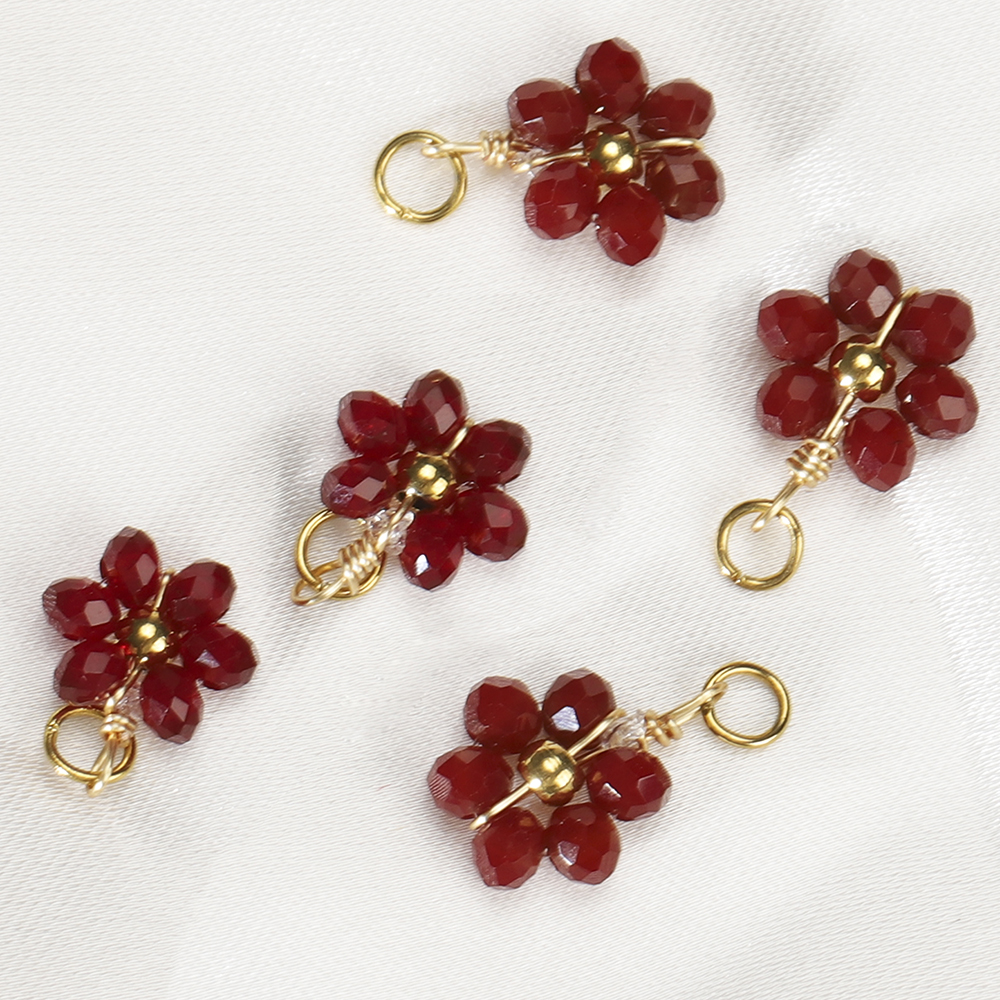20 piezas de cuentas de perlas de imitación de flores de acero inoxidable, colgantes para fabricación de joyería, accesorios para pulseras y collares hechos a mano DIY: COLOR ORO ROSADO