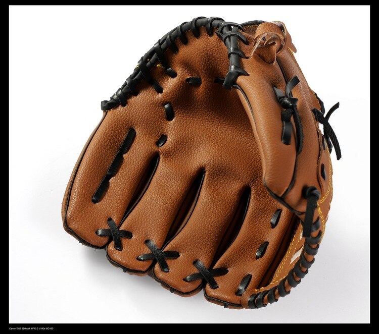 Mannen Baseball Training Handschoen Kids Lederen Honkbal Praktijk Baseball Handschoen Catcher Jeugd Softbal Beisbolera Sportkleding BJ50ST: Chocolade / 10.5 Inches