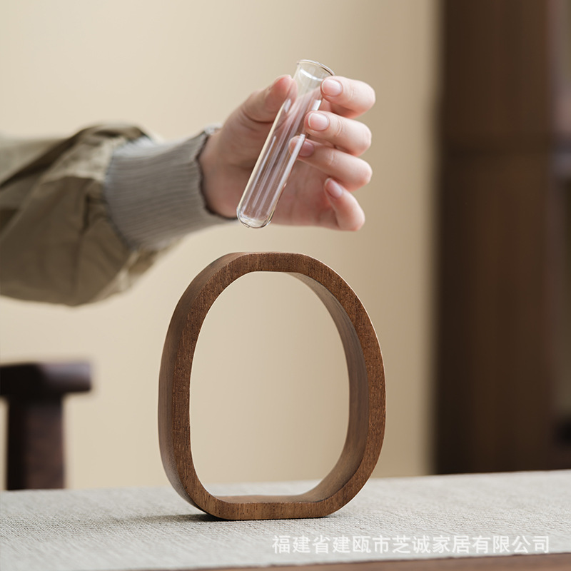 Drewno orzechowe hydroponiczny pojemnik na kwiaty dekoracja stołu mini szklany wazon na kwiaty robić aranżacji roślin szklany pojemnik na kwiaty robić domu