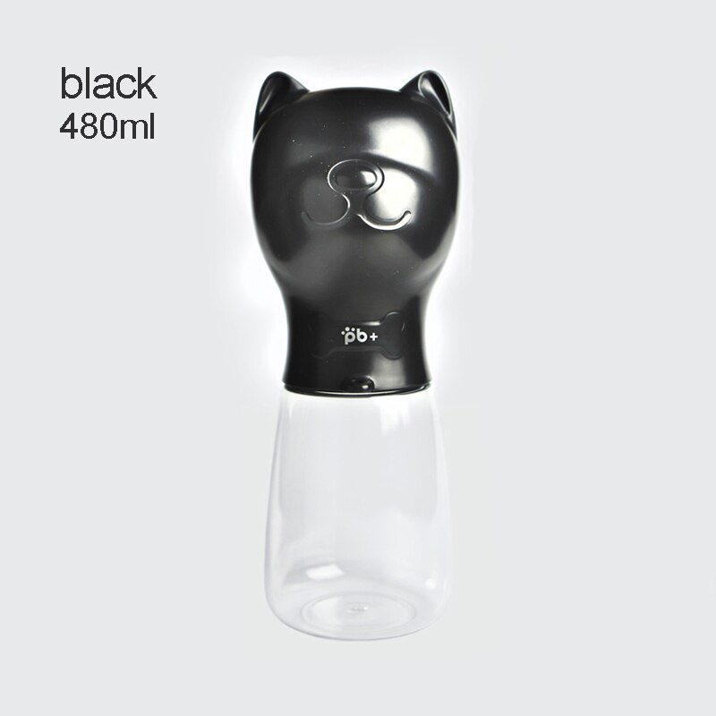 Draagbare waterfles voor huisdieren, 350ml 480ml 550ml, reis, puppy, kattendrinkbak, buiten, voerbak voor huisdieren, dispenser voor huisdieren: Zwart / 480ml