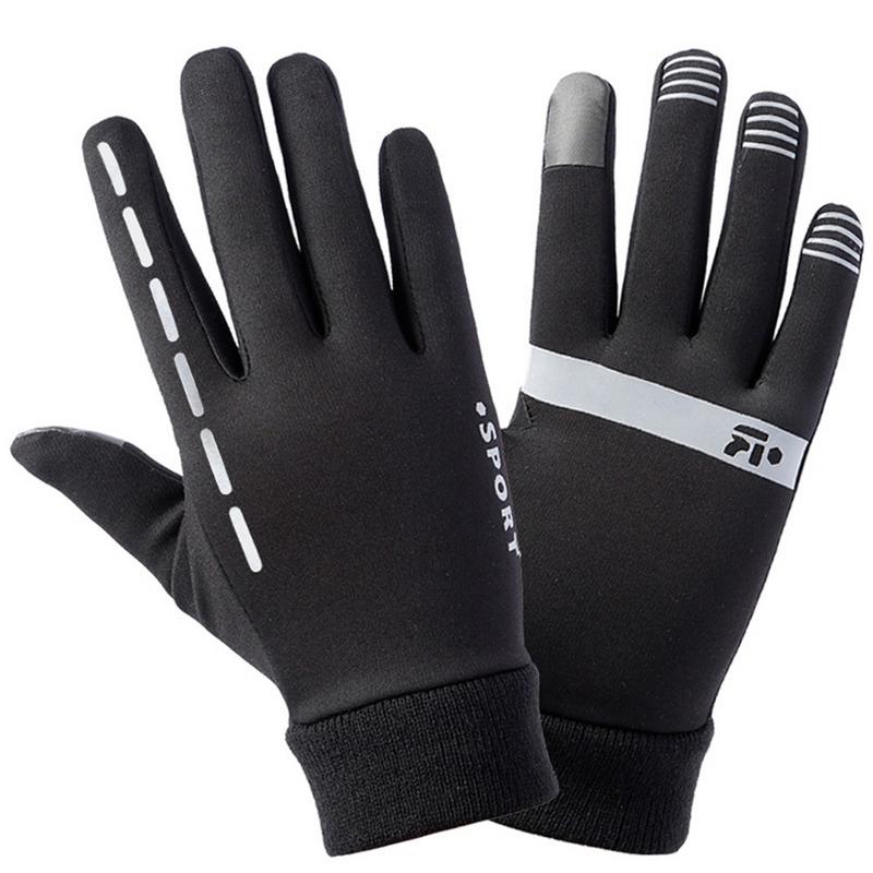 1 Pair Cycling Anti-skid Touch-screen Winter Spring Sports Thermal Gloves Men And Women Grab Velvet Thin Reflective Gloves