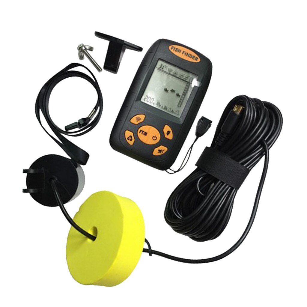 Wired Sonar Sensor Alarm Transducer LCD Display Fish Depth Locator Portable Fish Finder 328ft Fish Finder for Fisherman