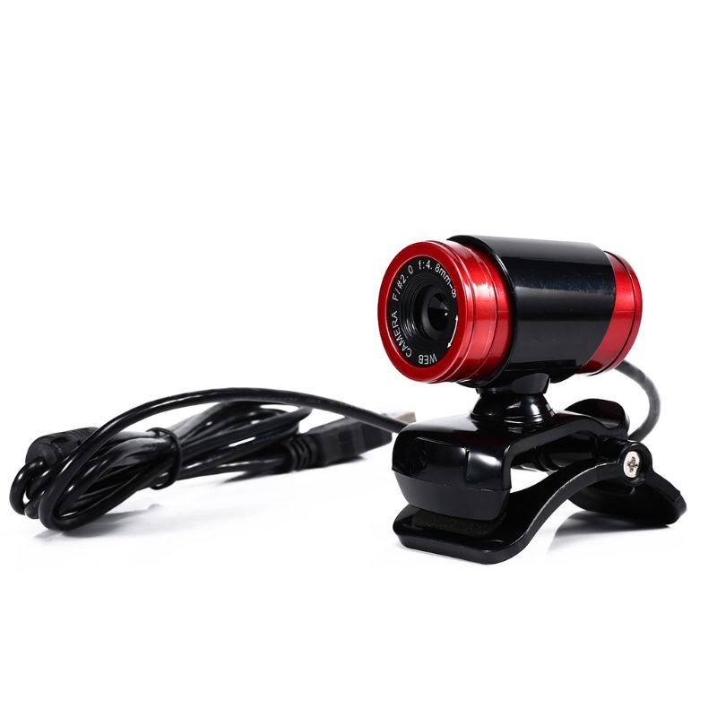 USB Webcamera 360 Degrees Digital Video Webcam with Microphone Clip CMOS Image for Computer PC Desktop Laptop TV Box: Black and Red