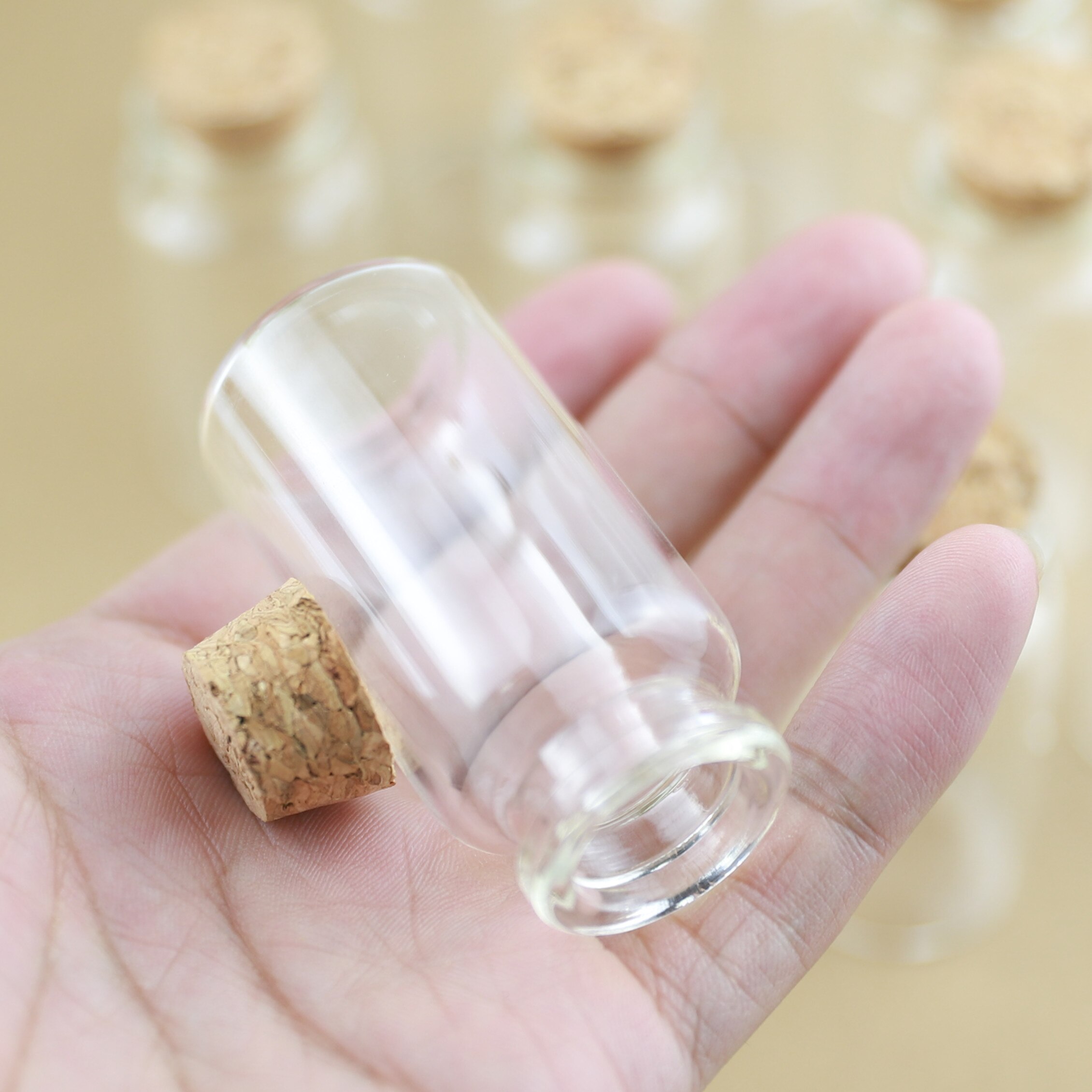 50pcs/lot 30*60mm 25ml DIY Mini Wishing Glass Bottles Cork Crafts Jars Cork Stopper Transparent Empty Glass Bottles
