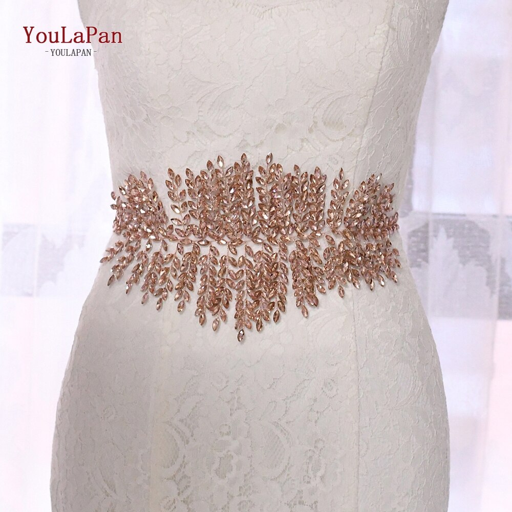 YouLaPan rose cristal bijoux ceinture pour robe formelle rouge brillant ceinture pour femmes ceinture de bal pour robe strass femmes ceinture SH238-P
