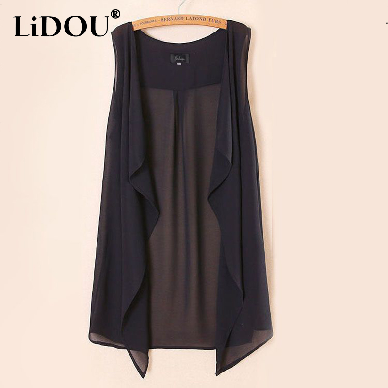 Camiseta sin mangas informal de gasa para mujer, Rebeca de estilo coreano sin mangas, chaqueta lisa, blusa para mujer, novedad de verano