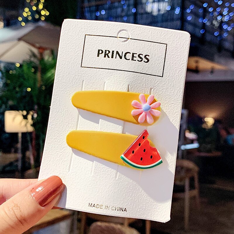 2 pçs criança meninas do bebê crianças pérola flor bohemia grampos de cabelo acessórios grampos de cabelo dos desenhos animados barrette presente foto: F
