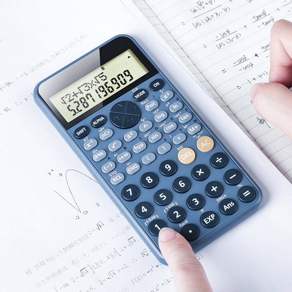 Portable Scientific Function Calculator Battery Powered for Home Office Desktop Beginner: Blue
