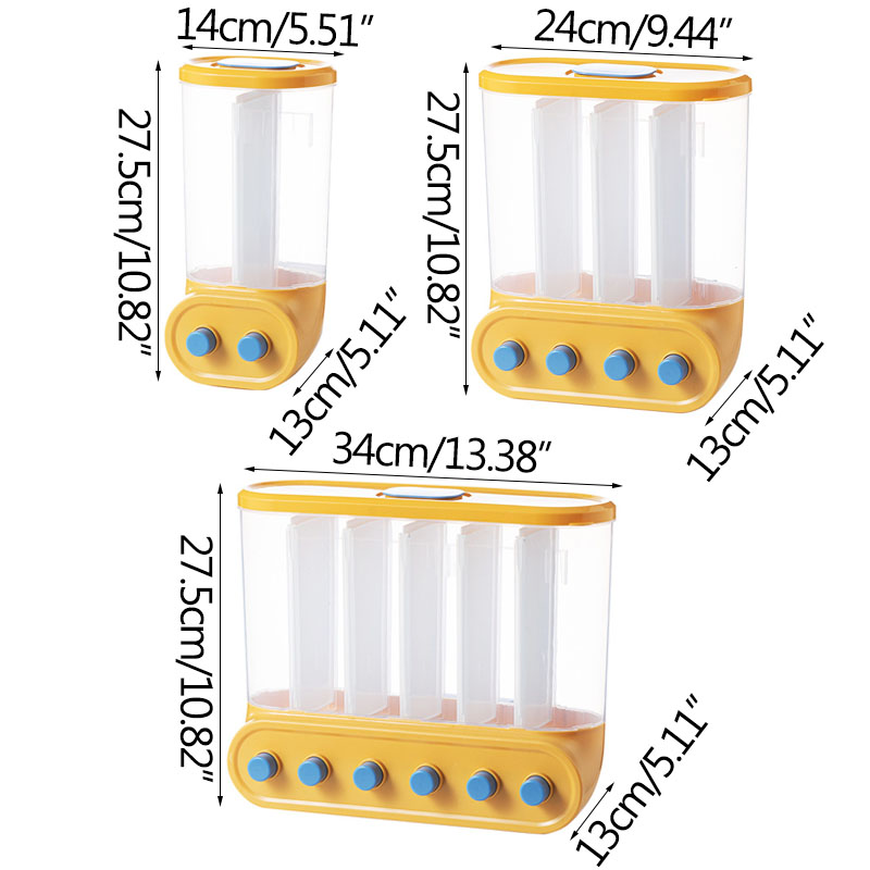 Kitchen Containers Cereal Dispenser Wall-Mounted Sealed Food Storage Containers Grain Dispenser Food Can Home Cereal Container