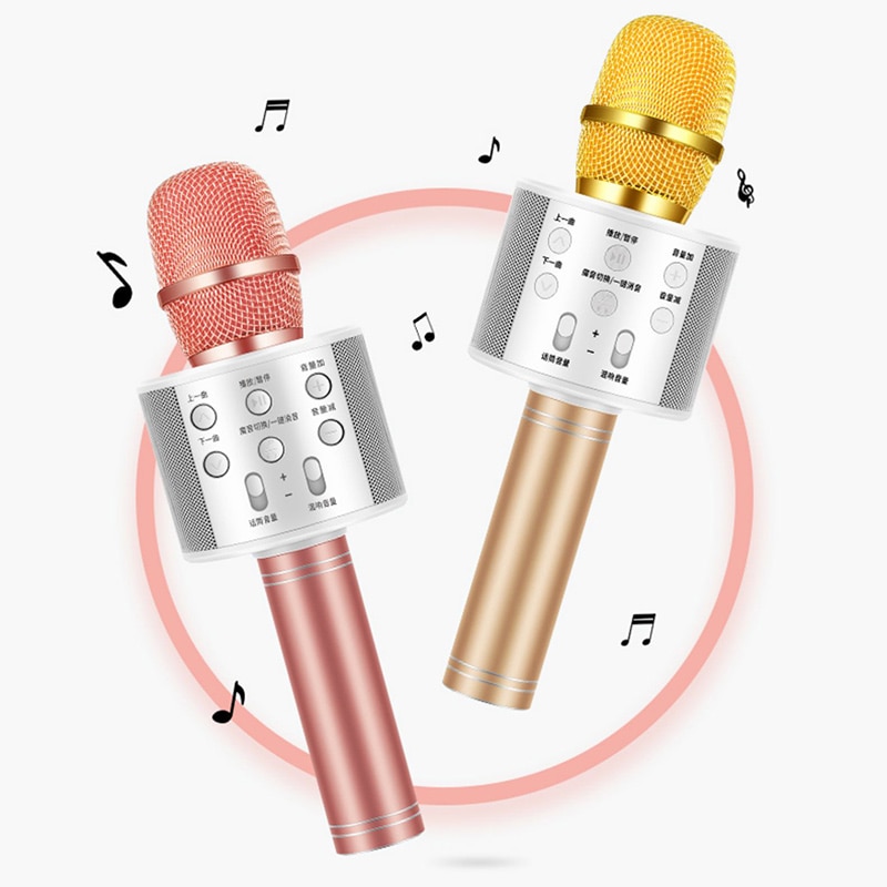 WS-858 Bluetooth Wireless Microphone Handheld Karaoke Mic USB Mini Home KTV For Music Playing Singing Speaker Player
