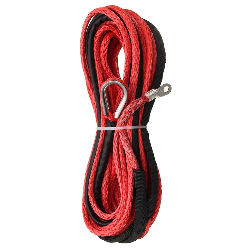 15m 5.5mm Towing Winch Cable Rope String Line Synthetic Fiber 7000lbs For Jeep ATV UTV SUV 4X4 4WD: Red