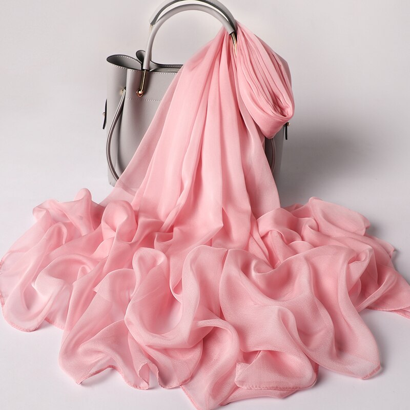 2022 Brand Women Scarf Solid Summer Silk Scarves Lady Shawl Wrap Large Size Beach Stoles Pashmina Foulard Hijab