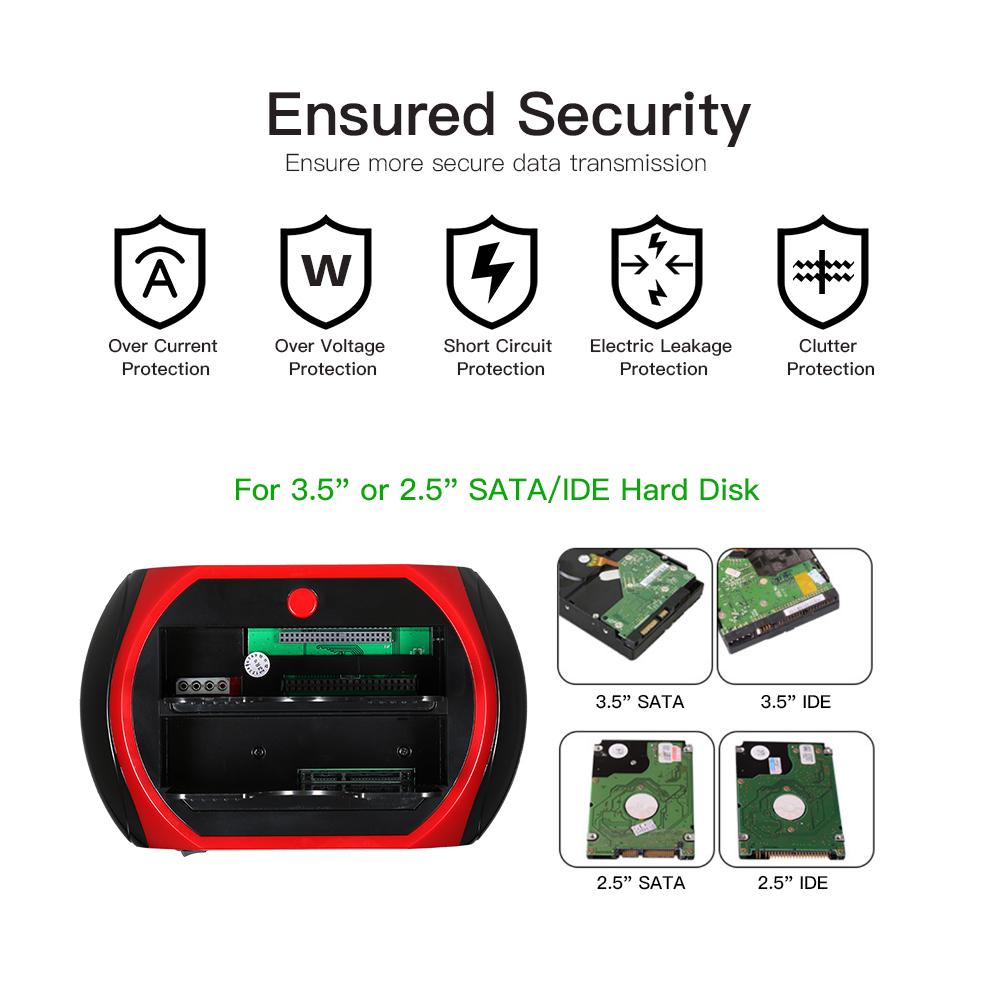 Hdd Docking Station Dual Harde Schijf Docking Station Base Voor 2.5 Inch 3.5 Inch Ide/Sata Usb 2.0 hdd Docking Station