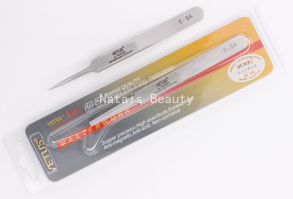 10pcs/lot VETUS stainless steel precision tip tweezers 2-SA eyelash beauty tools best: 5-SA