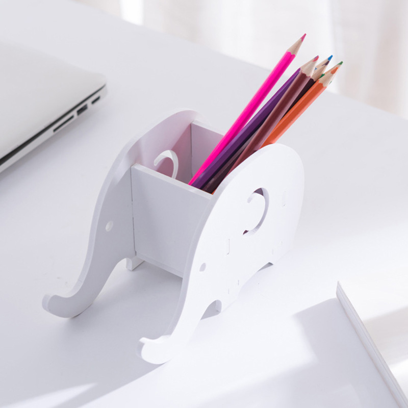 Portable Detachable Pen Holder Phone Stand Desktop Storage Box Organizer Office Accessories Stationery Study INS White Simple