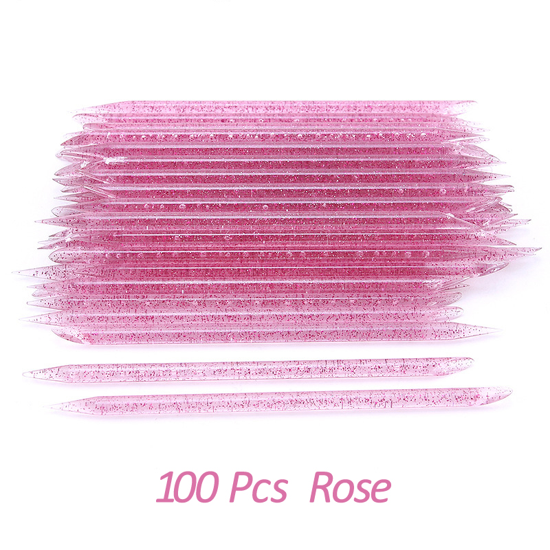 20/50/100 Pcs/Lot bâton d'ongle en cristal Double face cuticule poussoir outils de suppression réutilisable coloré bâton Nail Art soin manucure ensemble: Argent